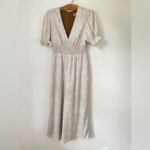 Hutch Jumpsuit Women’s 6 Anthropologie Animal Print Brown and Cream